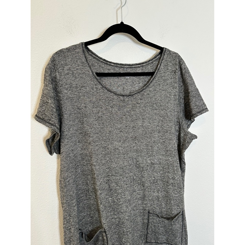 Eileen Fisher Organic Hemp Cotton T Shirt Dress Size XL Grey Stripe Relaxed Fit - Picture 5 of 8